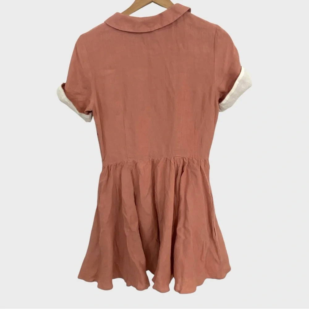 Son de Flor Vintage Pink Linen Classic Mini Dress Size XS - Picture 4 of 11